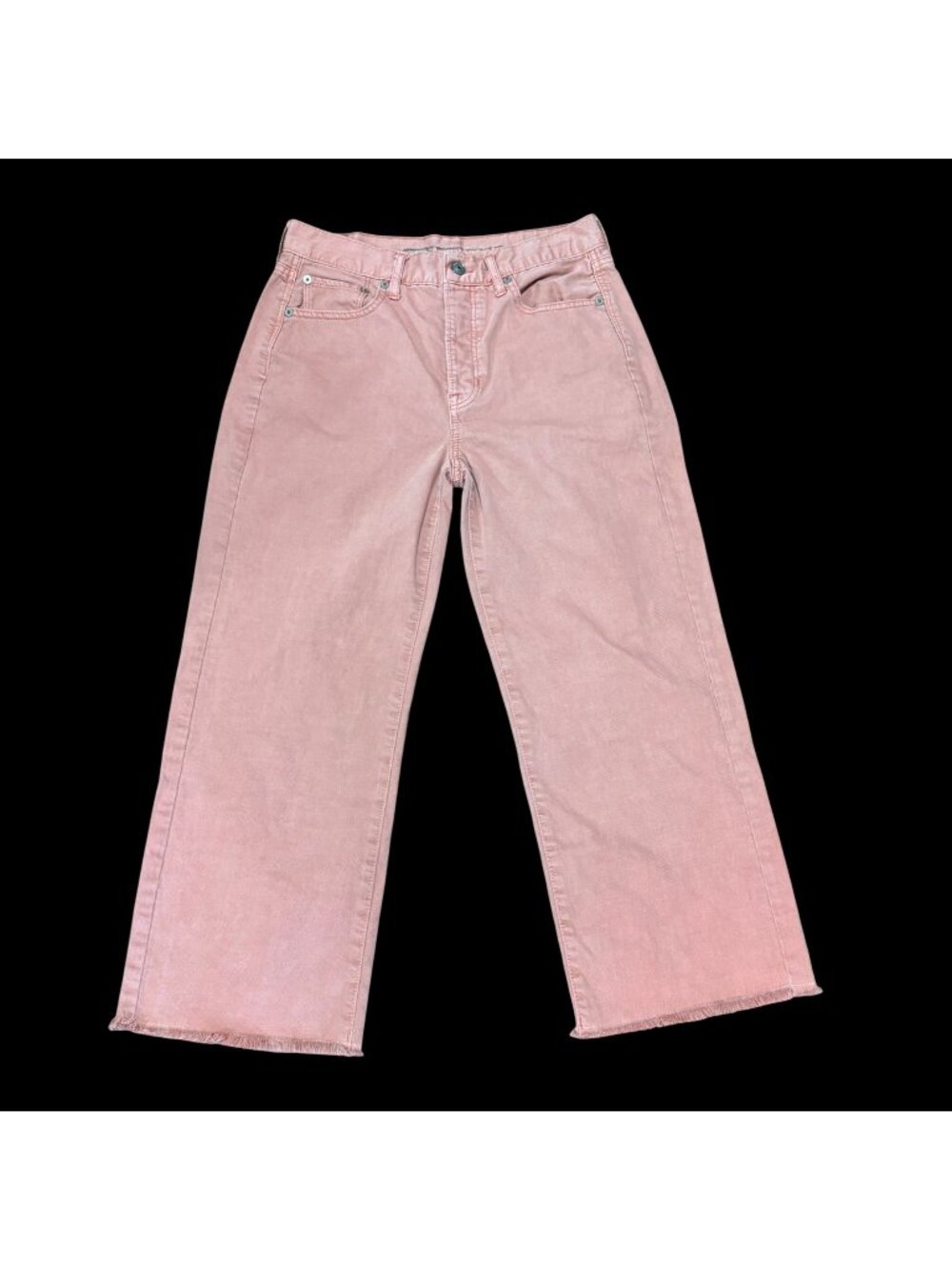 American Eagle Womens Wide Leg Crop Pink Denim Jeans Size 4 Button Fly
